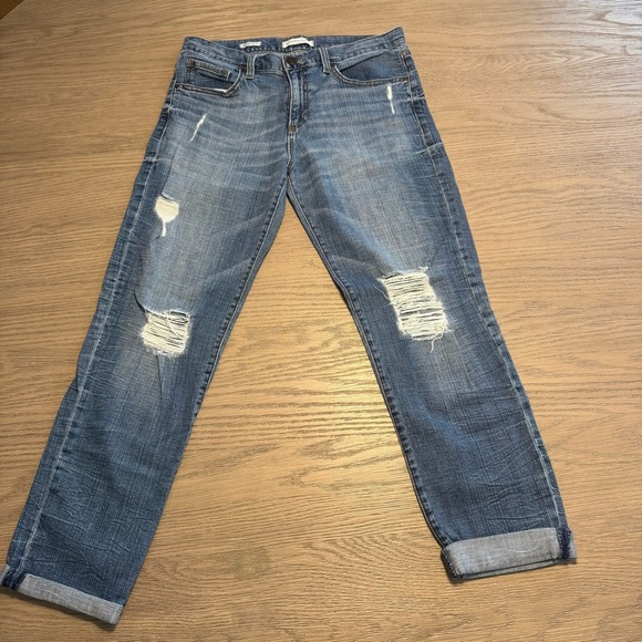 Banana Republic Boyfriend Distressed Jeans Sz 27 Relaxed Fit 90s Bohemian Modern - Picture 2 of 11